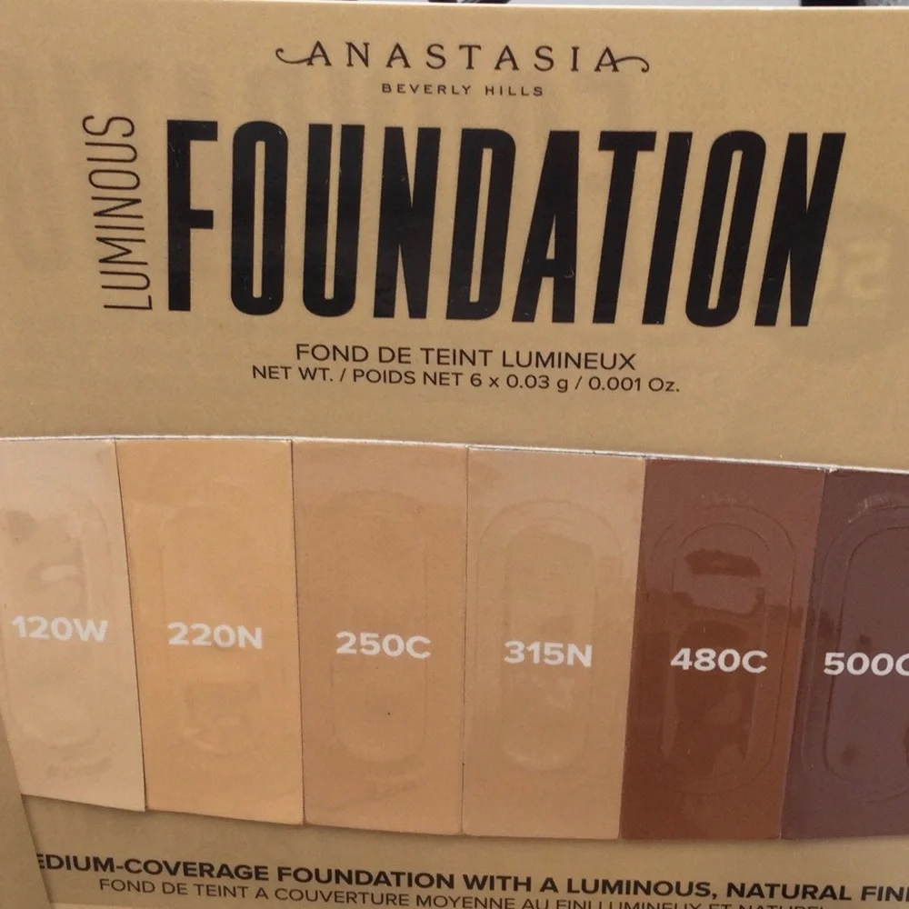 Anastasia Luminous Foundation Shade Sample Set - Warm Beige/Tan new 3pk
